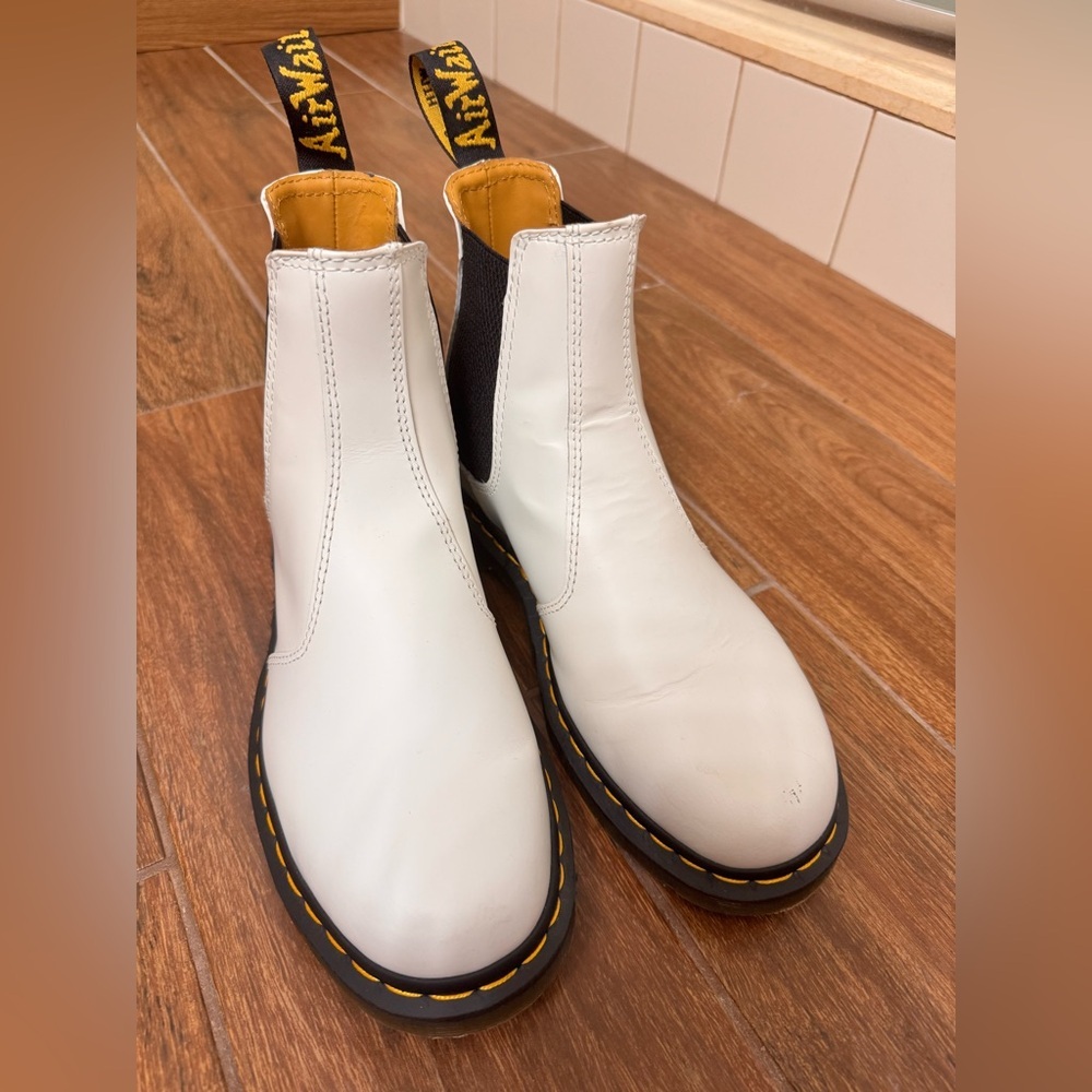 Doc Martens White Leather Chelsea Boots